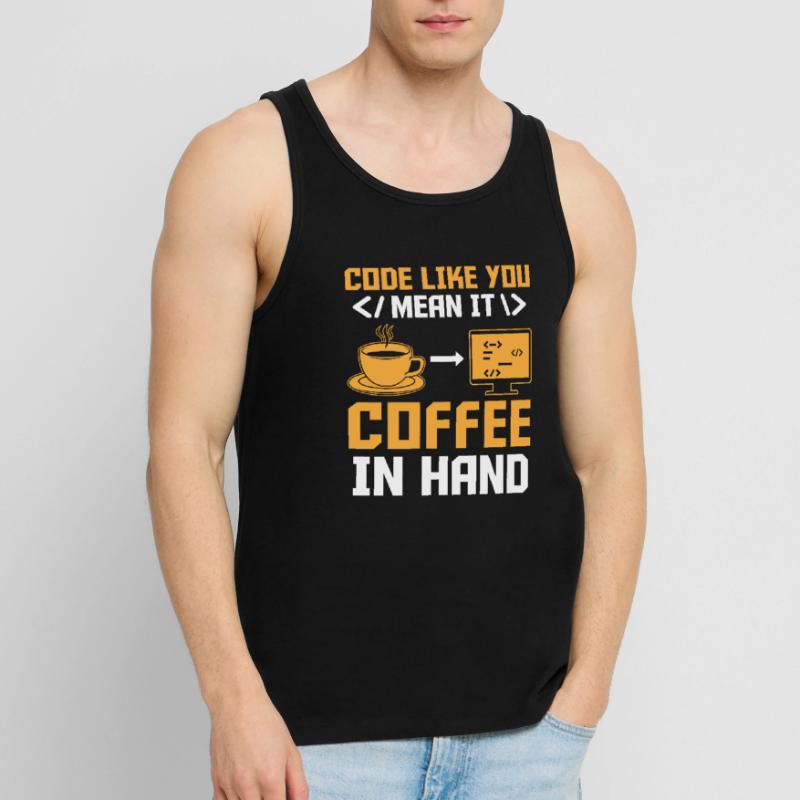 Kaffee-Codierung Programmierer Programmierer Entwickler Nerd Coff Männer Premium Bio Tank Top