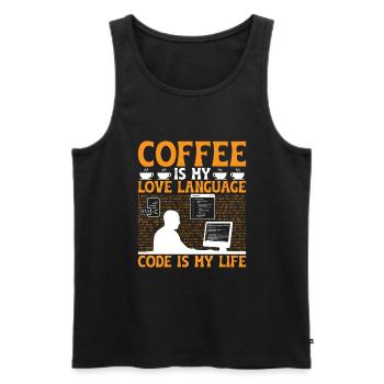 Café Codage Programmeur Codeur Développeur Nerd Coff - Débardeur bio Premium Homme - noir - Devant - AI Model Male 178 light (178cm)