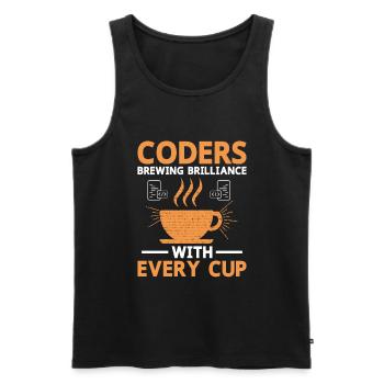 Café Codage Programmeur Codeur Développeur Nerd Coff - Débardeur bio Premium Homme - noir - Devant - AI Model Male 178 light (178cm)