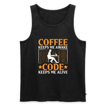 Café Codage Programmeur Codeur Développeur Nerd Coff - Débardeur bio Premium Homme - noir - Devant - AI Model Male 178 light (178cm)