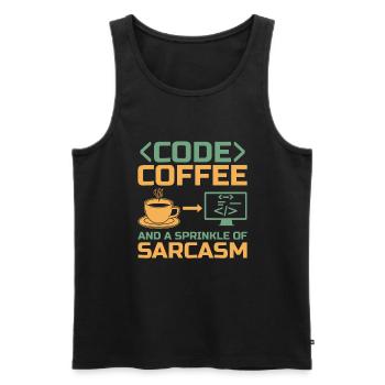 Café Codage Programmeur Codeur Développeur Nerd Coff - Débardeur bio Premium Homme - noir - Devant - AI Model Male 178 light (178cm)