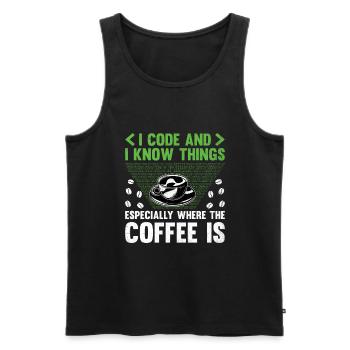 Café Codage Programmeur Codeur Développeur Nerd Coff - Débardeur bio Premium Homme - noir - Devant - AI Model Male 178 light (178cm)