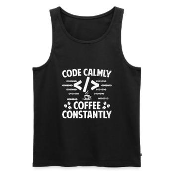 Coffee Coding Programmer Coder Developer Nerd Coff - Men's Premium Organic Tank Top - black - Front - Michal (187cm)