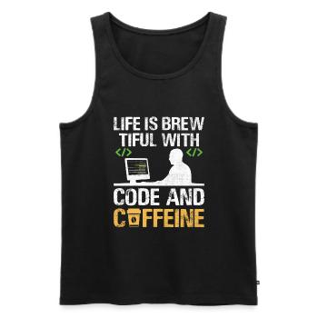 Café Codage Programmeur Codeur Développeur Nerd Coff - Débardeur bio Premium Homme - noir - Devant - AI Model Male 178 light (178cm)
