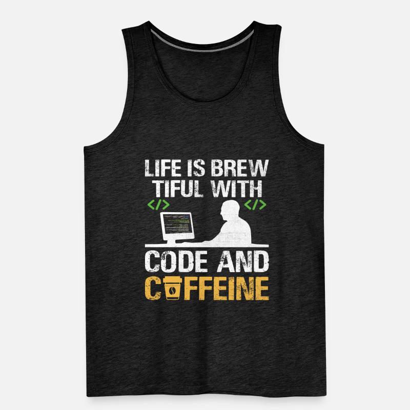 Café Codage Programmeur Codeur Développeur Nerd Coff Débardeur bio Premium Homme