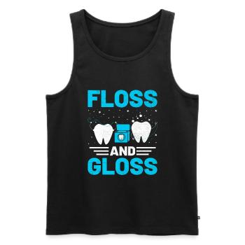 Floss And Gloss Dentist Dental Dentistry Tooth Den - Men's Premium Organic Tank Top - black - Front - AI Model Male 178 light (178cm)