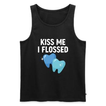 Küss mich ich Zahnseide Zahnarzt Zahnheilkunde Zahn D - Männer Premium Bio Tank Top - Schwarz - Vorne - Michal (187cm)