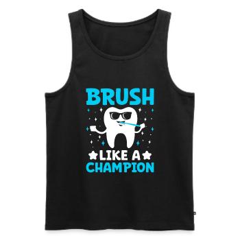 Bürsten wie ein Champion Zahnarzt Zahnheilkunde Höhle - Männer Premium Bio Tank Top - Schwarz - Vorne - Michal (187cm)