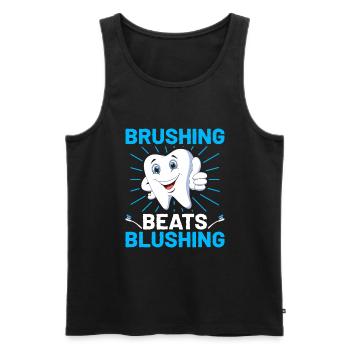 Brushing Beats Blushing Dentist Dental Dentistry D - Men's Premium Organic Tank Top - black - Front - AI Model Male 178 light (178cm)
