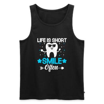 La vie est courte sourire souvent dentiste dentiste dentisterie dentaire - Débardeur bio Premium Homme - noir - Devant - Michal (187cm)