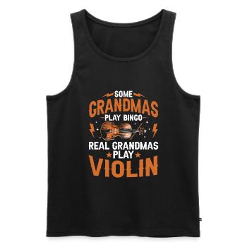 Certaines grands-mères jouent au bingo De vraies grands-mères jouent du violon - Débardeur bio Premium Homme - noir - Devant - Michal (187cm)