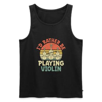 Retro Ich würde lieber Violine spielen, Geigerin Bratsche - Männer Premium Bio Tank Top - Schwarz - Vorne - AI Model Male 178 light (178cm)