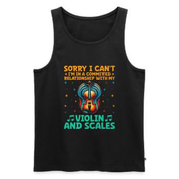 Tut mir leid, dass ich nicht kann, ich bin in einer festen Beziehung mit - Männer Premium Bio Tank Top - Schwarz - Vorne - Michal (187cm)