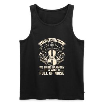 Geiger Wir bringen Harmonie in eine Welt voller Noi - Männer Premium Bio Tank Top - Schwarz - Vorne - Michal (187cm)