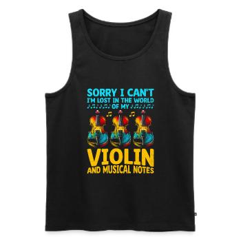 Sorry I Can't I'm Lost In The World Of My Violin V - Männer Premium Bio Tank Top - Schwarz - Vorne - AI Model Male 178 light (178cm)