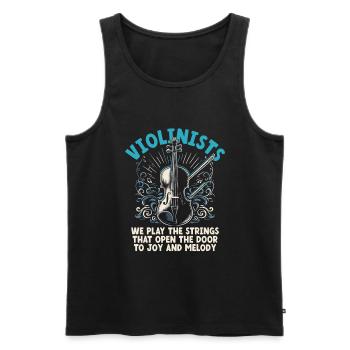 Violonistes Nous jouons Les cordes qui ouvrent la porte - Débardeur bio Premium Homme - noir - Devant - AI Model Male 178 light (178cm)