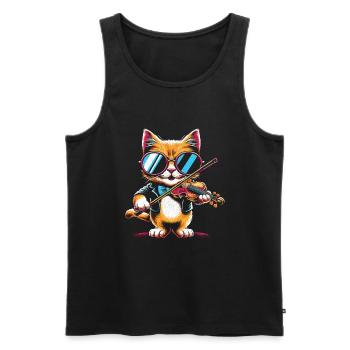 Chat Jouant Du Violon Instrument Violoniste Violon Vi - Débardeur bio Premium Homme - noir - Devant - Michal (187cm)