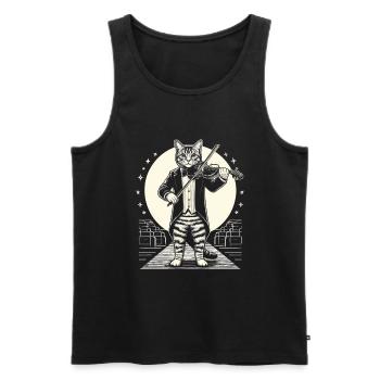 Chat Jouant Du Violon Instrument Violoniste Violon Vi - Débardeur bio Premium Homme - noir - Devant - Michal (187cm)