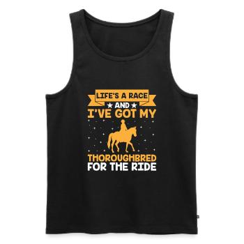 Thoroughbred Horse Racing Riding Equestian Horses - Men's Premium Organic Tank Top - black - Front - AI Model Male 178 light (178cm)