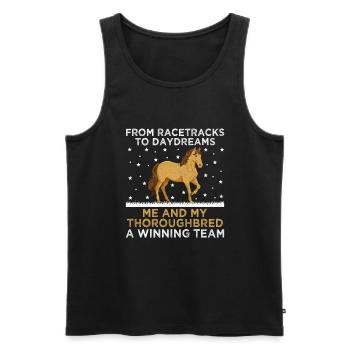 Thoroughbred Horse Racing Riding Equestian Horses - Men's Premium Organic Tank Top - black - Front - AI Model Male 178 light (178cm)