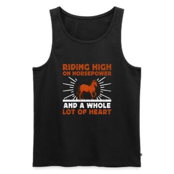Courses de chevaux pur-sang Équitation Chevaux équestres - Débardeur bio Premium Homme - noir - Devant - AI Model Male 178 light (178cm)