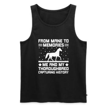 Thoroughbred Horse Racing Riding Equestian Horses - Men's Premium Organic Tank Top - black - Front - AI Model Male 178 light (178cm)