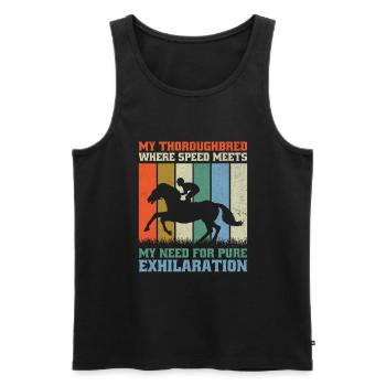 Courses de chevaux pur-sang Équitation Chevaux équestres - Débardeur bio Premium Homme - noir - Devant - AI Model Male 178 light (178cm)