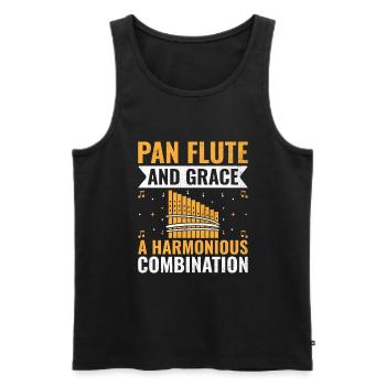 Joueur de flûte de Pan fanfare flûtiste musique I - Débardeur bio Premium Homme - noir - Devant - Michal (187cm)
