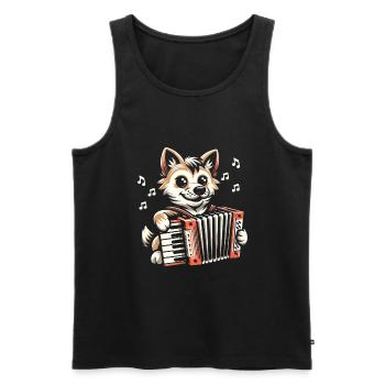 Katze spielendes Akkordeon Musiker Akkordeonist Accord - Männer Premium Bio Tank Top - Schwarz - Vorne - Michal (187cm)