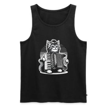 Katze spielendes Akkordeon Musiker Akkordeonist Accord - Männer Premium Bio Tank Top - Schwarz - Vorne - Michal (187cm)