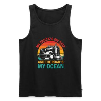 Trucker Fahren Papa Trucker Vater LKW-Fahrer - Männer Premium Bio Tank Top - Schwarz - Vorne - AI Model Male 178 light (178cm)