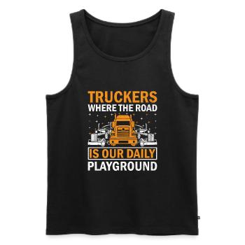 Trucker Driving Dad Trucker Father Truck Driver - Men's Premium Organic Tank Top - black - Front - Michal (187cm)