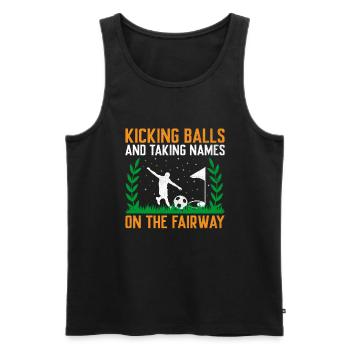 Footgolf Player Foot Golf Playing Footgolfers Foot - Men's Premium Organic Tank Top - black - Front - Michal (187cm)