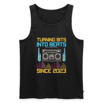 Chiptune Music Lover Groove to the Bleeps and Bloo - Men's Premium Organic Tank Top - black - Front - AI Model Male 178 light (178cm)