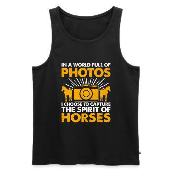 Pferdefotografie Reiten Pferde Hobby Ph - Männer Premium Bio Tank Top - Schwarz - Vorne - Michal (187cm)
