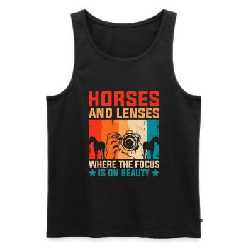 Pferdefotografie Reiten Pferde Hobby Ph - Männer Premium Bio Tank Top - Schwarz - Vorne - Michal (187cm)