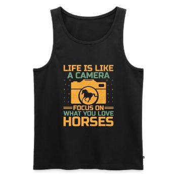 Pferdefotografie Reiten Pferde Hobby Ph - Männer Premium Bio Tank Top - Schwarz - Vorne - Michal (187cm)