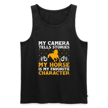Pferdefotografie Reiten Pferde Hobby Ph - Männer Premium Bio Tank Top - Schwarz - Vorne - Michal (187cm)