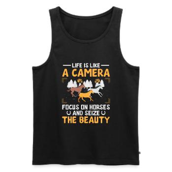Pferdefotografie Reiten Pferde Hobby Ph - Männer Premium Bio Tank Top - Schwarz - Vorne - Michal (187cm)
