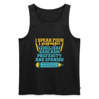 Professeur de langues étrangères École Professeurs de langues - Débardeur bio Premium Homme - noir - Devant - Michal (187cm)