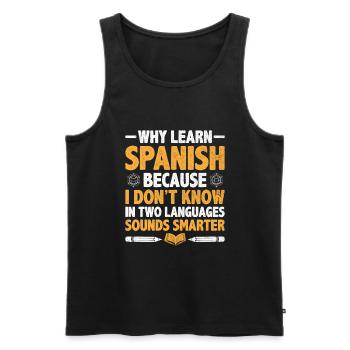 Professeur de langues étrangères École Professeurs de langues - Débardeur bio Premium Homme - noir - Devant - AI Model Male 178 light (178cm)