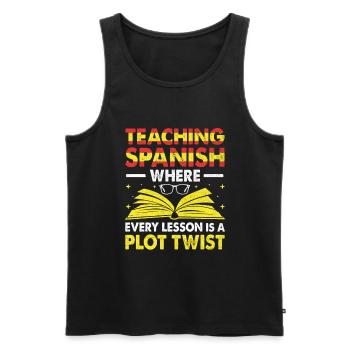 Professeur de langues étrangères École Professeurs de langues - Débardeur bio Premium Homme - noir - Devant - Michal (187cm)