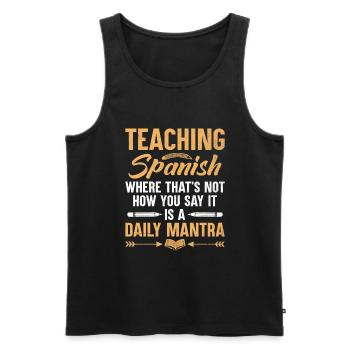 Professeur de langues étrangères École Professeurs de langues - Débardeur bio Premium Homme - noir - Devant - Michal (187cm)