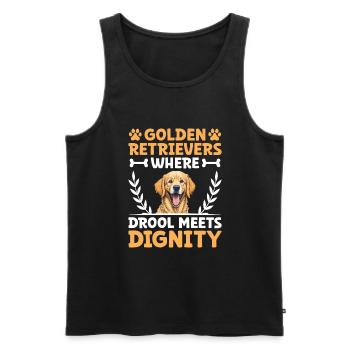 Golden Retrievers Where Drool Meets Dignity GR Dog - Men's Premium Organic Tank Top - black - Front - AI Model Male 178 light (178cm)