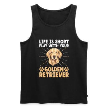 Das Leben ist kurz: Spiel mit Ihrem Golden Retriever GR D - Männer Premium Bio Tank Top - Schwarz - Vorne - AI Model Male 178 light (178cm)