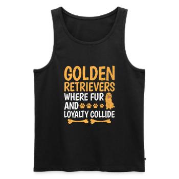 Golden Retrievers où la fourrure et la loyauté entrent en collision GR - Débardeur bio Premium Homme - noir - Devant - AI Model Male 178 light (178cm)