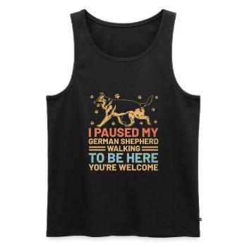 Ich habe meinen Deutschen Schäferhund beim Gehen angehalten, um hier zu sein GSD - Männer Premium Bio Tank Top - Schwarz - Vorne - Michal (187cm)