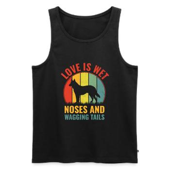 Love Is Wet Noses And Wagging Tails German Shepher - Men's Premium Organic Tank Top - black - Front - AI Model Male 178 light (178cm)