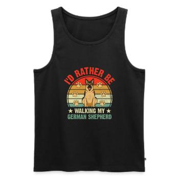 Ich würde lieber mit meinem Deutschen Schäferhund GSD Hund L spazieren gehen - Männer Premium Bio Tank Top - Schwarz - Vorne - Michal (187cm)
