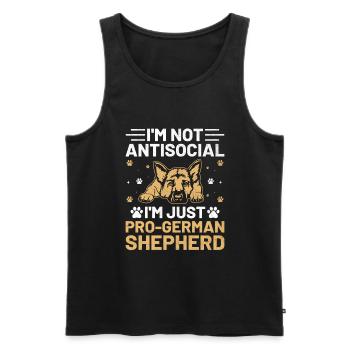 I'm Not Antisocial I'm Just Pro-German Shepherd GS - Men's Premium Organic Tank Top - black - Front - Michal (187cm)